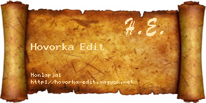 Hovorka Edit névjegykártya